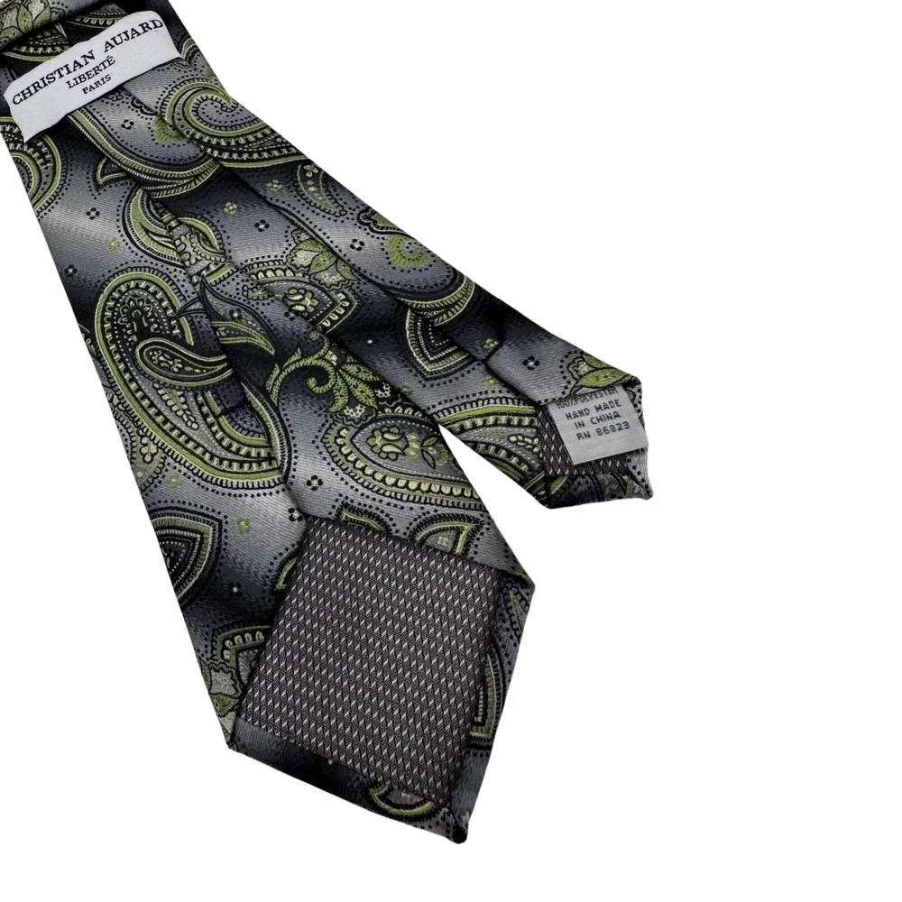 Christian Aujard Liberte Paris Neck Tie Mens Paisley Floral Retro Classic Formal